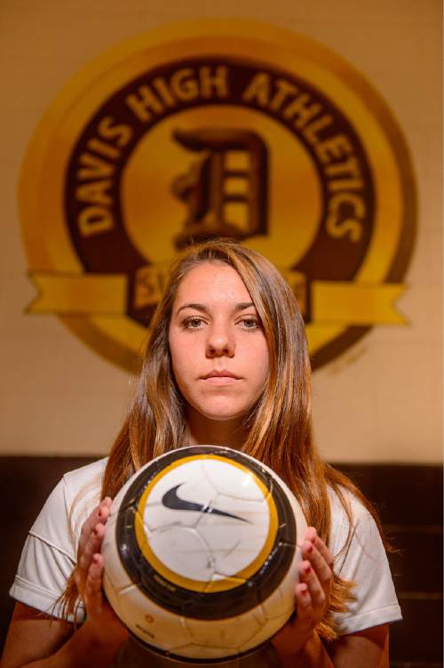Trent Nelson  |  The Salt Lake Tribune
Davis High School's Ireland Dunn is the Tribune's girls' soccer MVP for 2014. Dunn was photographed in Kaysville, Friday December 5, 2014.