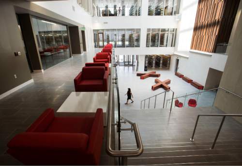 Steve Griffin  |  The Salt Lake Tribune

The University of Utah will celebrate the grand opening of its new $62.5 million College of Law building next week. View from the second floor of the inside of the building on the campus of he University of Utah in Salt Lake City, Friday, August 21, 2015.