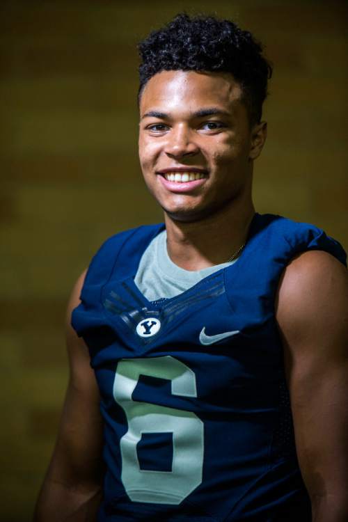Chris Detrick  |  The Salt Lake Tribune
Brigham Young Cougars wide receiver Trey Dye (6) poses for a portrait Wednesday August 12, 2015.