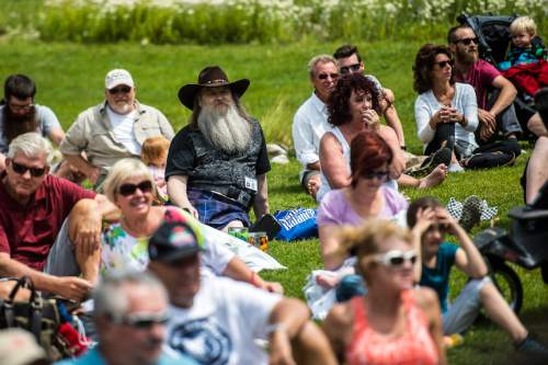 Chris Detrick  |  The Salt Lake Tribune
Spectators watch the 2nd Annual Beard & Moustache Competition during the 43rd Annual Oktoberfest Celebration at Snowbird Ski & Summer Resort Saturday August 29, 2015.