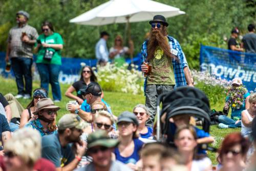 Chris Detrick  |  The Salt Lake Tribune
Luke Kendell watches the 2nd Annual Beard & Moustache Competition during the 43rd Annual Oktoberfest Celebration at Snowbird Ski & Summer Resort Saturday August 29, 2015.