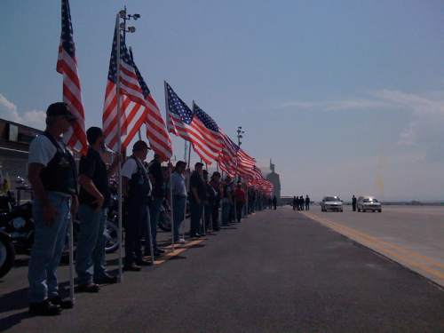 |  Tribune File Photo

A group of motorcycle enthusiasts known as the Patriot Guard Riders awaits the return of the body of Utah soldier Kurt Curtiss, who was killed in Afghanistan on Aug. 26, 2009.