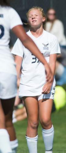 Steve Griffin  |  The Salt Lake Tribune

Skyline's Savanah Deaver closes her eyes and shrugs after missing right on a shot on goal during the Skyline versus Murray girl's soccer game at Skyline High School in Salt Lake City, Tuesday, September 1, 2015.