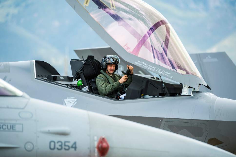 Chris Detrick  |  The Salt Lake Tribune
Lt. Col. Yosef Morris, 34th Fighter Squadron Director of Operations, gets out of a F-35 at Hill Air Force Base in 2015.