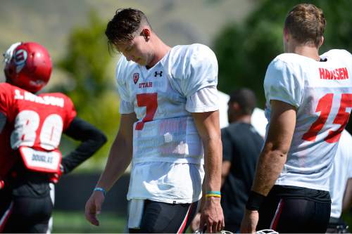 Scott Sommerdorf   |  The Salt Lake Tribune
Utah QB Travis Wilson during Utah football practice, Saturday, August 15, 2015.