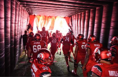 Francisco Kjolseth | The Salt Lake Tribune
Utah takes to the field as they get ready to take on the Michigan Wolverines at Rice Eccles Stadium on Thursday, Sept. 3, 2015.