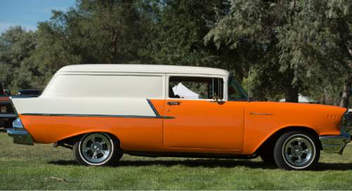 Rick Egan  |  The Salt Lake Tribune

Michael Graham's 1957 Chevrolet  Sedan Delivery Van on display at the 15th Annual Labor Day Picnic, and car show
in Magna Copper Park,  Monday, September 7, 2015.