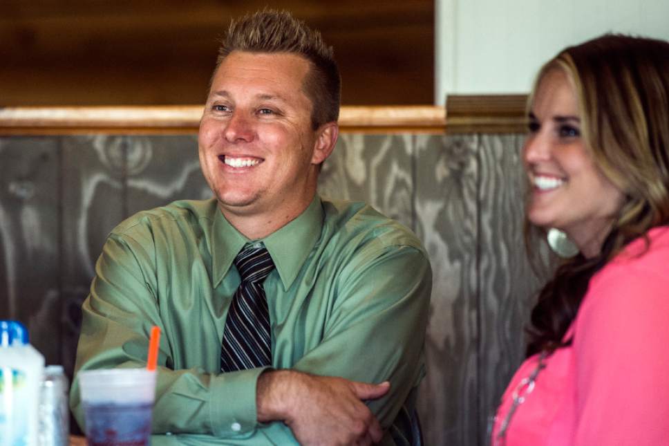 Chris Detrick  |  The Salt Lake Tribune
Unified Police Department Sergeant James Morton and his wife, Marty, attend a banquet at Totem's in Salt Lake City. Morton was recognized as the Footprinter's Association Law Enforcement Officer of the Year. This honor is also known as the Robert J. OíNeill award.