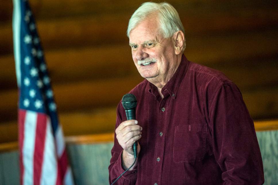 Chris Detrick  |  The Salt Lake Tribune
Salt Lake Tribune's Paul Rolly speaks at Totem's in Salt Lake City Tuesday September 8, 2015.  Unified Police Department  Sergeant James Morton was recognized as the Footprinter's Association  Law Enforcement Officer of the Year. This honor is also known as the Robert J. O'Neill award.