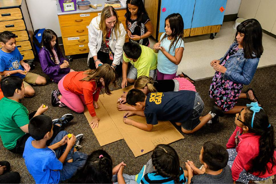 Trent Nelson  |  The Salt Lake Tribune
Cara Baldree, a teacher at Lincoln Elementary School in Salt Lake City, teaches science to fourth-graders. The stateschool board  is looking for a replacement for its SAGE test.