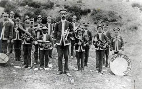 Tribune file photo

This photo of Mercur, Utah's, Junior Boys Band is from the early 1900s. A note on the back of the photo says: "About once a week the band boys would parade from the band hall up the street to a corner and give a band concert for the town's entertainment."