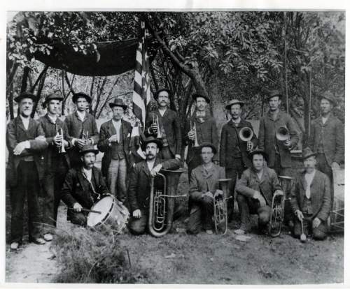 Tribune file photo

The first band in Nephi, Utah, 1870.