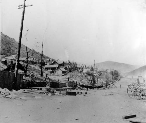 Salt Lake Tribune Archive

The view looking North on Park Ave. following the June 1898 fire that devastated Park City.