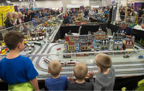 Steve Griffin  |  The Salt Lake Tribune

Kids check out the huge Lego exhibit during the opening day of the Salt Lake Comic Con Fan Experience at the Salt Palace Convention Center in Salt Lake City, Thursday, January 29, 2015.
