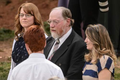Trent Nelson  |  The Salt Lake Tribune
Polygamist Tom Green in attendance at a memorial for the 13 (and 1 still missing) victims of a September 14th flash flood. The memorial was held in Maxwell Park in Hildale, Saturday September 26, 2015.
