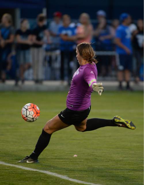 Francisco Kjolseth | The Salt Lake Tribune
All those LDS women who went on missions when the church changed the age to 19 are starting to get back, and several of them are having an impact on the college sports scene. BYU has two returned missionaries, goalkeeper Rachel Boaz, pictured, and midfielder Paige Hunt, who are starring on this year's soccer team after recently returning from Washington and Indiana, respectively.