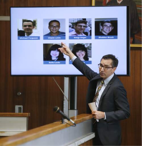 David Dinielli delivers the opening statements for the plaintiff in a fraud trial against Jews Offering New Alternatives for Healing, (JONAH) Wednesday, June 3, 2015, in Jersey City, N.J. The nonprofit New Jersey based group that promised to turn gays heterosexual instead offered "junk science" and lies, Dinielli told jurors Wednesday during opening statements in the fraud trial involving so-called gay conversion therapy. (Alex Remnick/The Star-Ledger via AP, Pool)
