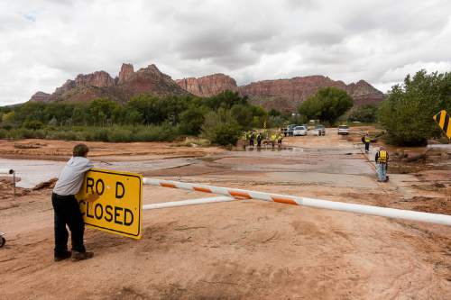 Trent Nelson  |  The Salt Lake Tribune
Hildale Street was closed Tuesday September 15, 2015, the day after a flash flood killed nine people (with four still missing) when an SUV and a van were washed off a road during a flash flood in this polygamous Utah-Arizona border community.