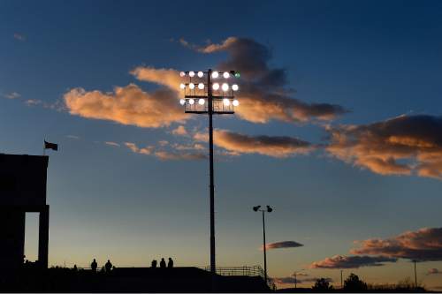 Scott Sommerdorf  |  The Salt Lake Tribune
The Southern Utah sunset is beautiful, but the score is pretty ugly as Judge led Juab 49-0 at the half for the state 3A championship in Cedar City, Friday, November 14, 2014.