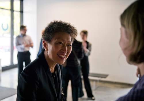 Lennie Mahler  |  The Salt Lake Tribune
National Endowment for the Arts Chairman Jane Chu visits the Utah Museum of Contemporary Art, an organization that has received NEA support, to tour the space and exhibits Friday, Oct. 9, 2015.