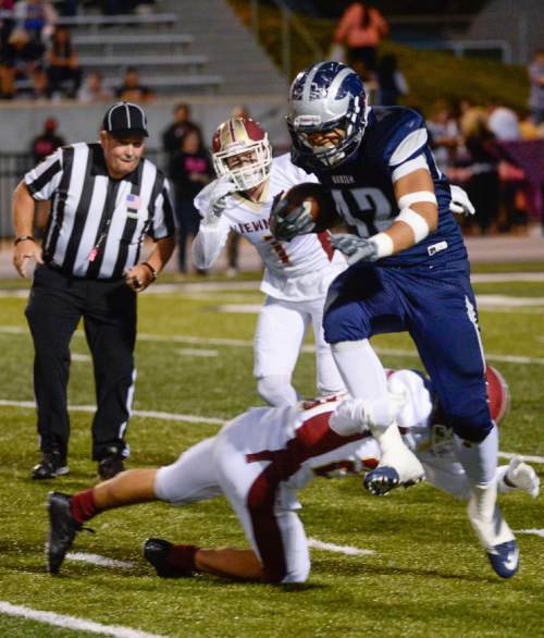 Francisco Kjolseth | The Salt Lake Tribune
Region 2 rivals Viewmont and Hunter High battled it out in West Valley City on Thursday, Oct. 8. 2015.