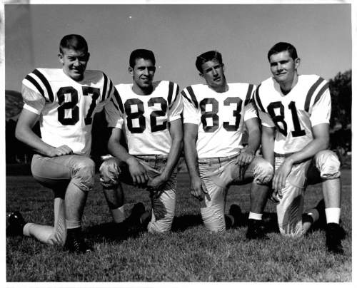 Courtesy of Utah Athletics |  George Seifert, No. 83, played at the U. beginning in 1958 and became a graduate assistant in 1964, kicking off a career in which he'd win five Super Bowl rings as a coach of his hometown San Francisco 49ers. Seifert will be inducted Friday into Utah's Crimson Club Hall of Fame.