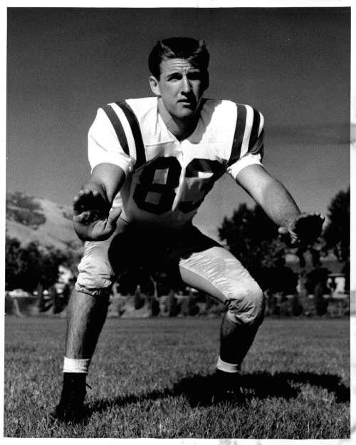 Courtesy of Utah Athletics | George Seifert, No. 83, played at the U. beginning in 1958 and became a graduate assistant in 1964, kicking off a career in which he'd win five Super Bowl rings as a coach of his hometown San Francisco 49ers. Seifert will be inducted Friday into Utah's Crimson Club Hall of Fame.