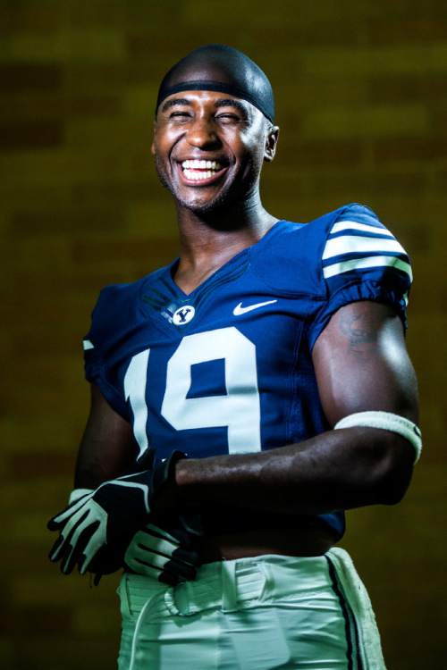 Chris Detrick  |  The Salt Lake Tribune
Brigham Young Cougars wide receiver Devon Blackmon (19) poses for a portrait Wednesday August 12, 2015.