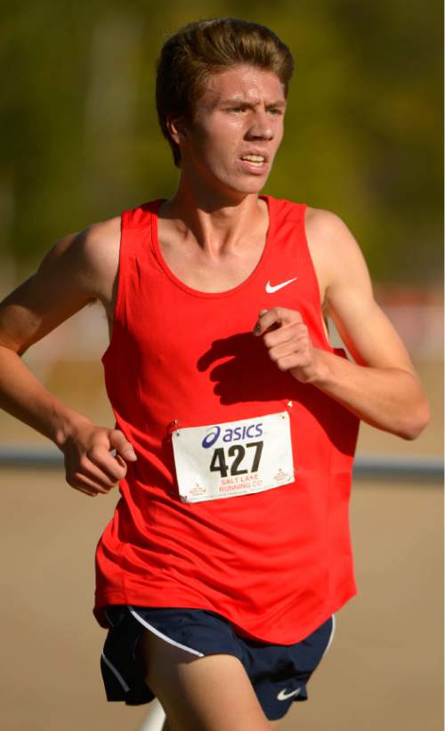 Leah Hogsten  |  The Salt Lake Tribune
East High School cross country star Garek Bielaczyc runs in Utah's Region Five cross country meet, Friday, October 19, 2015 at the Weber County Fairgrounds.