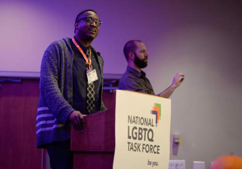 Francisco Kjolseth | The Salt Lake Tribune
Reverend McKenzie Jr. speaks to the two hundred lesbian, gay, bisexual, transgender and queer (LGBTQ) advocates and faith leaders participating in the Faith & Family LGBTQ Power Summit in Salt Lake City this week.