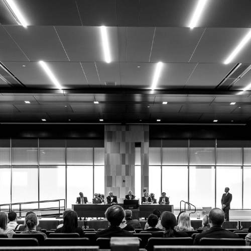 Trent Nelson  |  The Salt Lake Tribune
Judges of the Tenth Circuit Court of Appeals answered the questions of students at the University of Utah law school, Thursday October 22, 2015. Left to right, Timothy M. Tymkovich, Stephanie K. Seymour, David M. Ebel, Scott Matheson Jr.,  Carolyn B. McHugh, and Carlos F. Lucero.