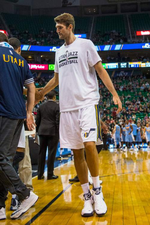 Chris Detrick  |  The Salt Lake Tribune
Utah Jazz center Jeff Withey (24) during the game at EnergySolutions Arena Thursday October 22, 2015.