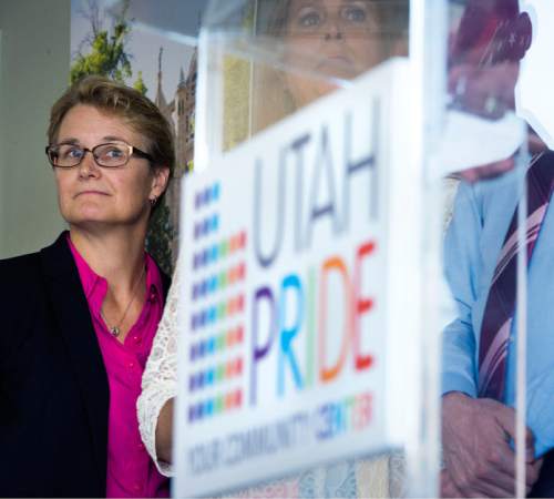Steve Griffin  |  The Salt Lake Tribune


Marian Edmonds-Allen is introduced as the new executive director of the Utah Pride Center during a press conference at the center in Salt Lake City, Thursday, July 16, 2015.