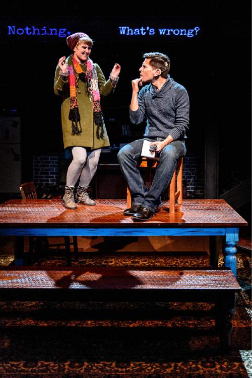 Trent Nelson  |  The Salt Lake Tribune
Amy Ware and Stephen Drabicki appear in the Salt Lake Acting Company's production of "Tribes", Wednesday October 14, 2015.
