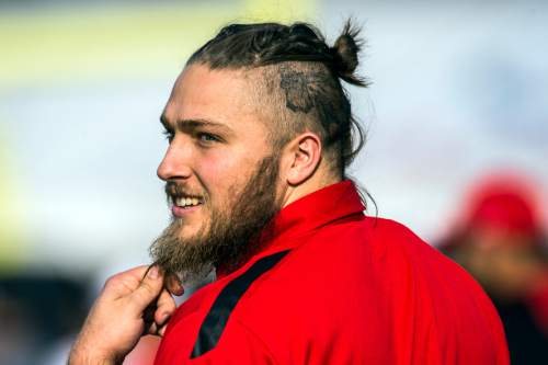 Chris Detrick  |  The Salt Lake Tribune
Utah Utes linebacker Jared Norris (41) before the game at the Los Angeles Memorial Coliseum Saturday October 24, 2015.