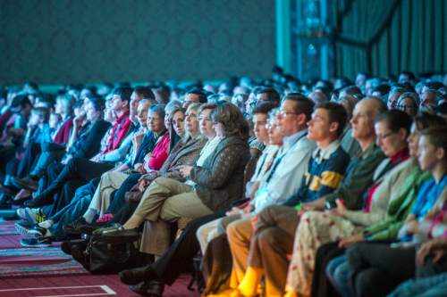Chris Detrick  |  The Salt Lake Tribune
Audience members watch as the American Heritage Lyceum Philharmonic performs during the World Congress of Families at The Grand America Hotel Friday October 30, 2015.