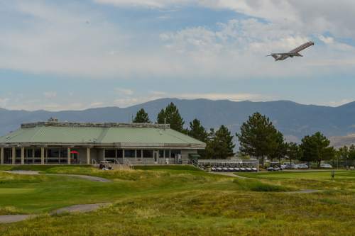 Francisco Kjolseth | The Salt Lake Tribune
Planes take off from Salt Lake International Airport alongside Wingpointe Golf Course that is due to close at the end of this year's golf season. The Salt Lake Department of Airports has determined not to operate or lease the 18-hole course that was built in 1987.
