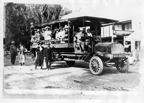 Tribune file photo

Carbon County's first school bus is seen sometime during the 1912-1913 school year.