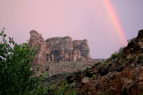 Al Hartmann  |  Tribune file photo
Rainbow forms at the end of the day in Dark Canyon Wilderness in San Juan County.  The area is included for a proposed Bears Ears National Conservation Area.