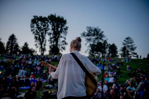Jeremy Harmon  |  The Salt Lake Tribune

Lovisa Samuelsson, great-grandniece of Joe Hill, performs her final set during the Joe Hill Centennial Celebration in Sugar House Park on Sept. 5, 2015. The concert was organized by the Joe Hill Organizing Committee as a way to honor the life and legacy of the labor icon who was executed nearly 100 years ago on Nov. 19, 1915.