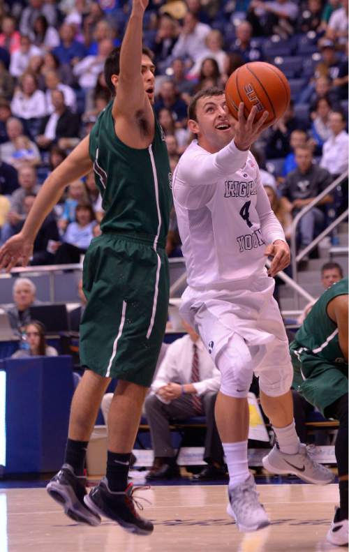 Leah Hogsten  |  The Salt Lake Tribune
Brigham Young Cougars guard Nick Emery (4) had 16 points in the first half.  Brigham Young University leads Adams State Grizzlies, 42-29 at the halfNovember 20, 2015 at Marriott Center, Provo.