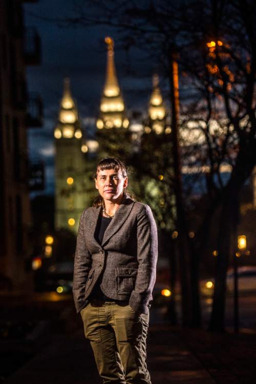 Chris Detrick  |  The Salt Lake Tribune
Utah writer Mette Ivie Harrison poses for a portrait in Salt Lake City on Tuesday, Nov. 10, 2015. Harrison is the author of her second Mormon murder mystery, "His Right Hand."