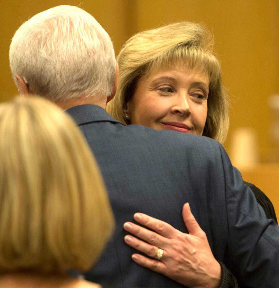 Rick Egan  |  The Salt Lake Tribune

Jill N. Parrish, hugs Orrin Hatch, during her investiture as a new federal judge, at the Federal Court Room, Monday, November 23, 2015.