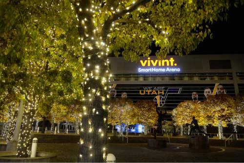 Scott Sommerdorf   |  The Salt Lake Tribune
Holiday lights at the Vivint Smart Home Arena, Friday, November 27, 2015.