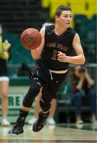 Steve Griffin  |  The Salt Lake Tribune

Lone Peak's Tyson Doman runs the offense during game between American Fork and Lone Peak at UVU UCCU Arena in Provo, Tuesday, February 10, 2015.