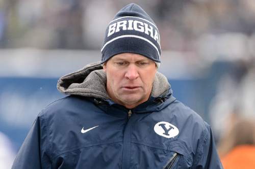 Trent Nelson  |  The Salt Lake Tribune
Brigham Young Cougars head coach Bronco Mendenhall, as Utah State hosts BYU, NCAA football in Logan, Saturday November 28, 2015.