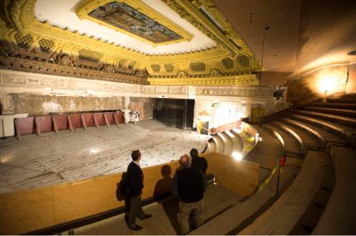 Steve Griffin  |  The Salt Lake Tribune

The interior of the aging Utah Theater, which Salt Lake City's Redevelopment Agency is trying to get refurbished by a private developer who wants to turn the 97-year-old playhouse into a dinner theater in Salt Lake City, Thursday, December 10, 2015.