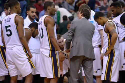 Leah Hogsten  |  The Salt Lake Tribune
"It was a game I was really proud with how we competed," said Utah Jazz head coach Quin Snyder after the game. Oklahoma City Thunder defeated the Utah Jazz 94-90 at Vivint Smart Home Arena, Friday, December 11, 2015.
