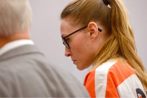 Leah Hogsten  |  The Salt Lake Tribune
Brianne Altice's reaction as she is sentenced to up to 30 years, Thursday, July 9, 2015 in Judge Thomas L. Kay's Second District Courtroom.  Altice, a former Davis High school teacher had sexual relationships with three of her students.