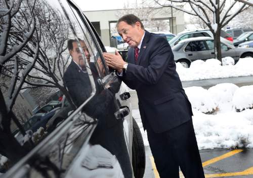 Scott Sommerdorf   |  The Salt Lake Tribune
Utah Governor Gary Herbert says goodbye to Ohio Gov. John Kasich, after they toured LDS Welfare Square by saying, "Ya know, ... Ronald Reagan came here, and then became President!", Wednesday, December 16, 2015.